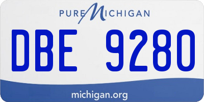 MI license plate DBE9280