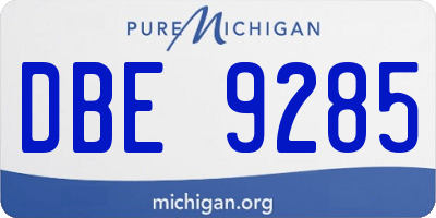 MI license plate DBE9285