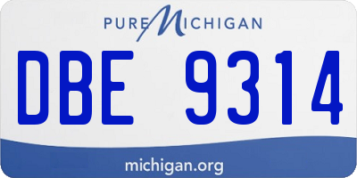MI license plate DBE9314