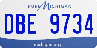 MI license plate DBE9734