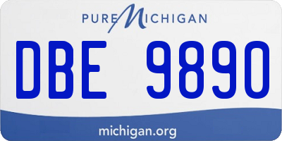 MI license plate DBE9890