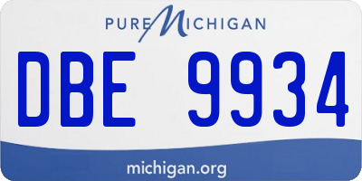 MI license plate DBE9934