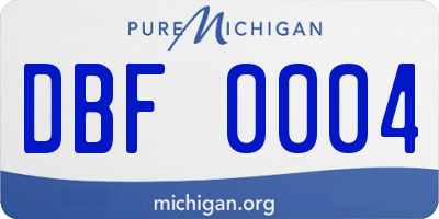 MI license plate DBF0004