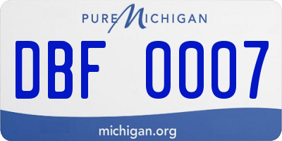 MI license plate DBF0007