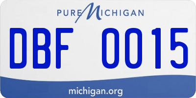 MI license plate DBF0015