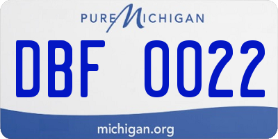 MI license plate DBF0022