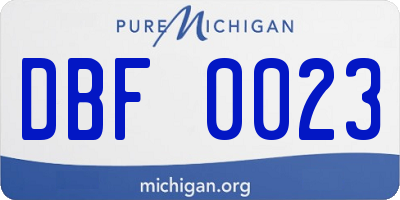 MI license plate DBF0023
