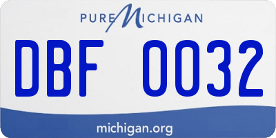 MI license plate DBF0032