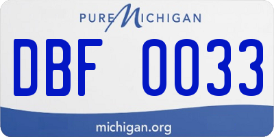 MI license plate DBF0033