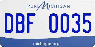 MI license plate DBF0035
