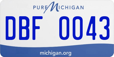 MI license plate DBF0043