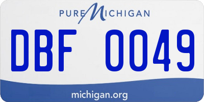 MI license plate DBF0049