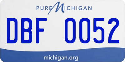 MI license plate DBF0052