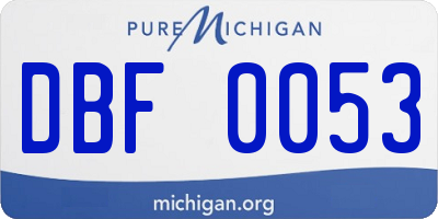 MI license plate DBF0053