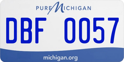 MI license plate DBF0057