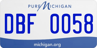 MI license plate DBF0058
