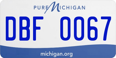 MI license plate DBF0067