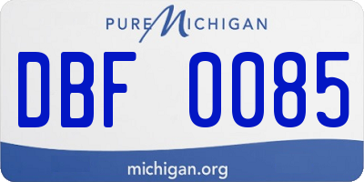MI license plate DBF0085