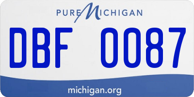 MI license plate DBF0087
