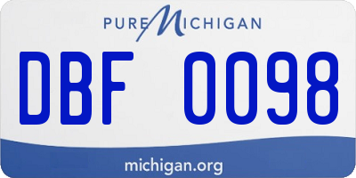 MI license plate DBF0098