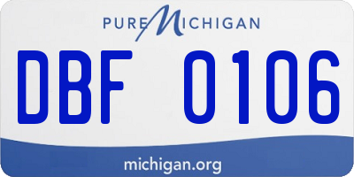MI license plate DBF0106