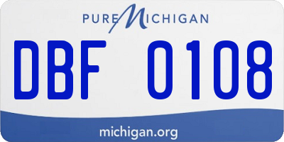 MI license plate DBF0108