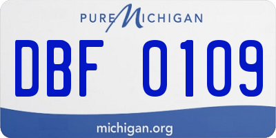 MI license plate DBF0109