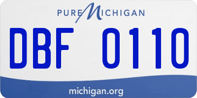 MI license plate DBF0110