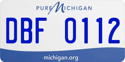 MI license plate DBF0112