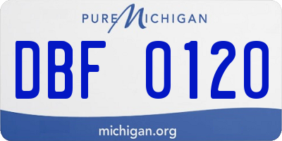 MI license plate DBF0120