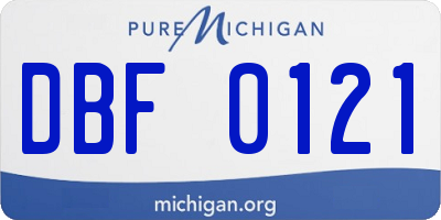MI license plate DBF0121