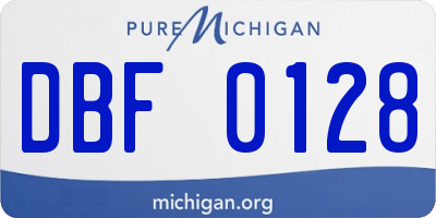 MI license plate DBF0128