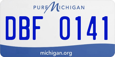 MI license plate DBF0141