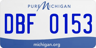 MI license plate DBF0153