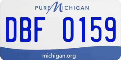 MI license plate DBF0159