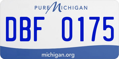 MI license plate DBF0175