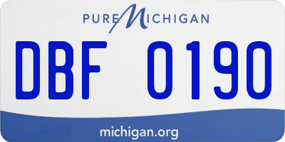 MI license plate DBF0190