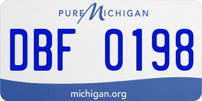 MI license plate DBF0198