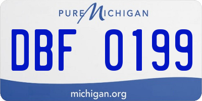 MI license plate DBF0199