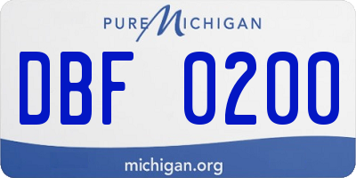 MI license plate DBF0200