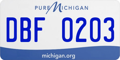 MI license plate DBF0203