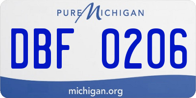MI license plate DBF0206