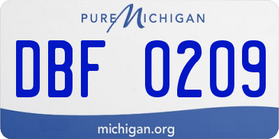 MI license plate DBF0209