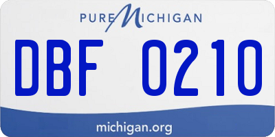 MI license plate DBF0210