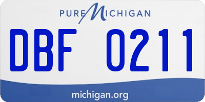MI license plate DBF0211