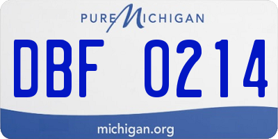 MI license plate DBF0214