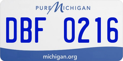 MI license plate DBF0216