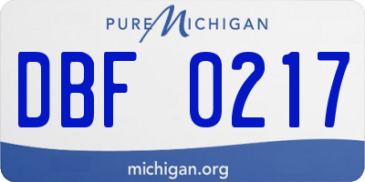MI license plate DBF0217