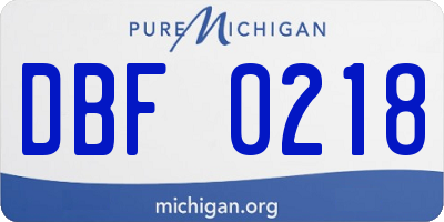 MI license plate DBF0218