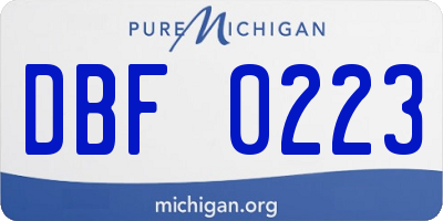 MI license plate DBF0223